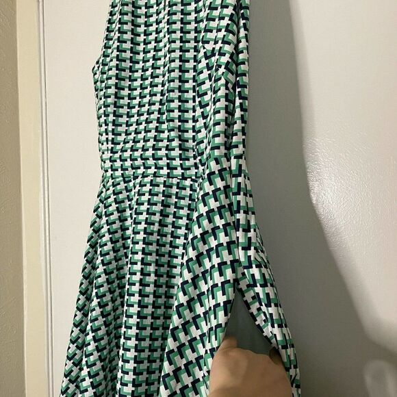 NEW!! Revolve JOIE Verene Court Green grid A line flare sleeveless dress Small - Picture 3 of 7